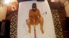 Over Bed View Of Sensuous Wife Jerking With Rubber Toy Machine -legs Up Orgasms
